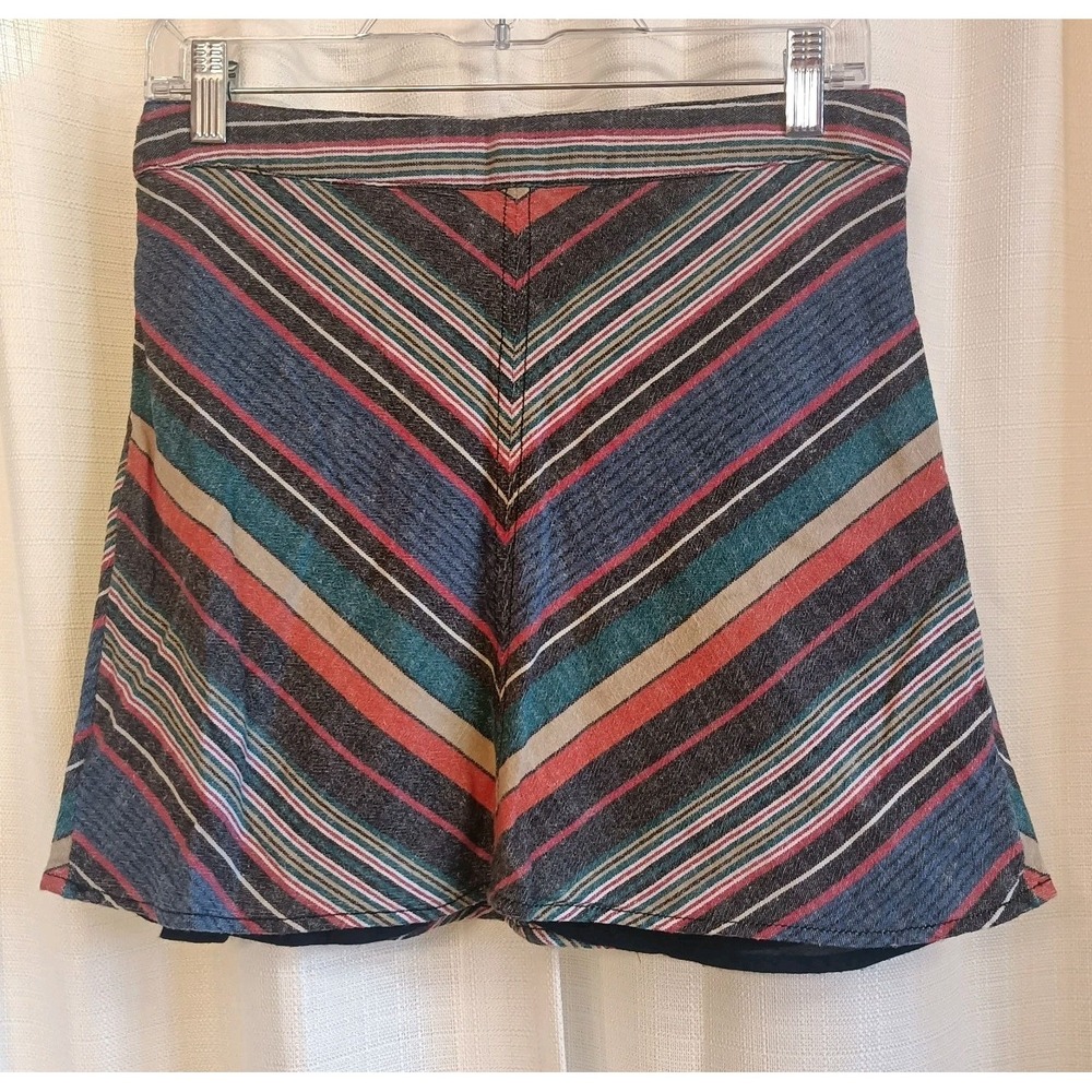 Free People Yours Truly Mini Skirt Size P12 Boho Western Multicolor Linen Cotton